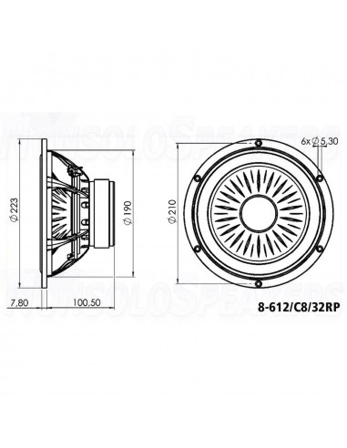 Monacor 8-612/C8/32RP hi-fi woofer 80 W8 Ω