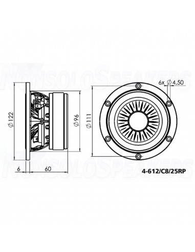 Monacor 4-612/C8/25RP High-end hi-fi woofer 40 W 8 Ω