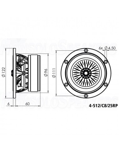 Monacor 4-512/C8/25RP High-end hi-fi woofer 40 W 8 Ω