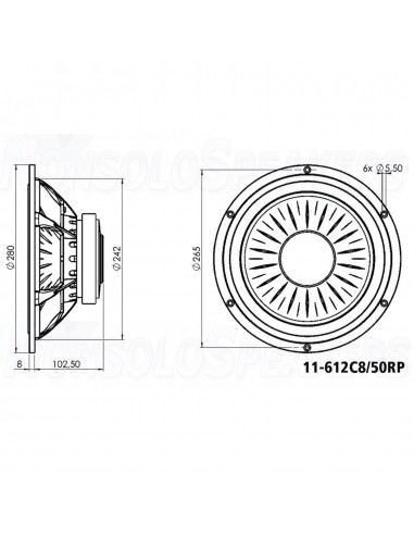 Monacor 11-612C8 / 50RP High-end hi-fi woofer 120 W 8 Ω