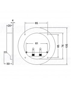 Binding post Terminal T105 Round plate Wire Gold- Ø105 mm 2