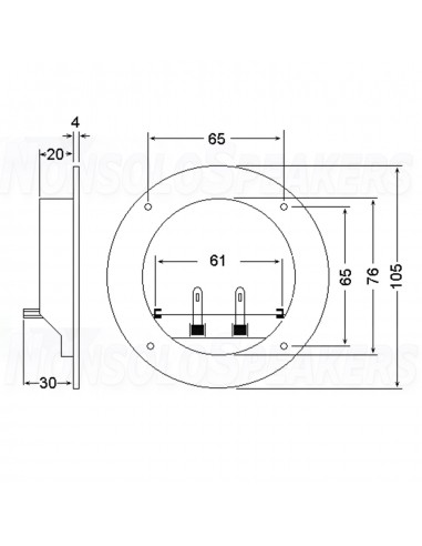 Binding post Terminal T105 Round plate Wire Gold- Ø105 mm