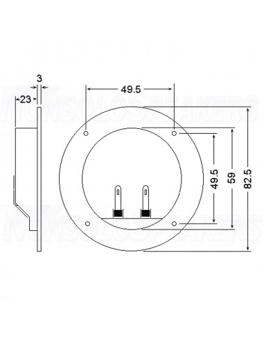 Binding post Terminal T82 Round plate Wire Gold- Ø82 mm