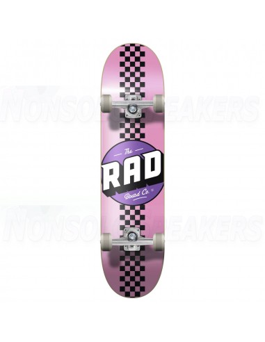 RAD Checker Stripe Complete Skateboard Pink/Black 7.75"
