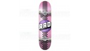 RAD Checker Stripe Complete Skateboard Pink/Black 7.75"