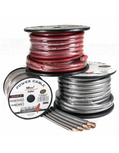 FOUR Connect 4-800112 STAGE2 10mm2 OFC Power Cable Red 50m