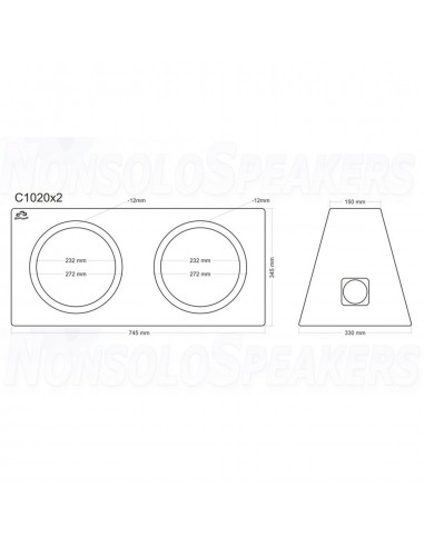 C1020x2 subwoofer enclosure 2 x 10"/25cm 20 liters