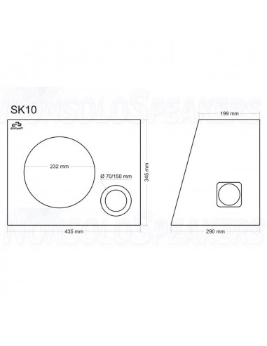 SK10 subwoofer enclosure 10"/25cm 25 liters