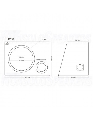 B1250 subwoofer enclosure 12"/30cm 50 liters