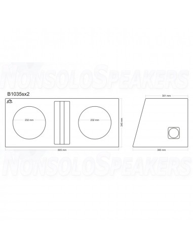 B1035sx2 subwoofer enclosure 2 x 10"/25cm 2x35 liters