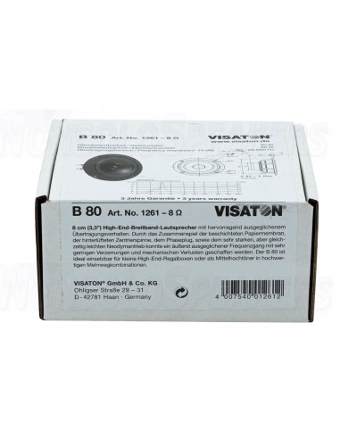 Visaton B 80 3.3" High-End Full-Range Loudspeaker 8 Ohm