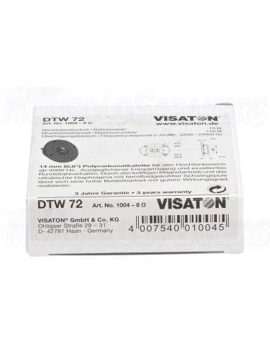 Visaton DTW 72 Dome Tweeter 15 mm