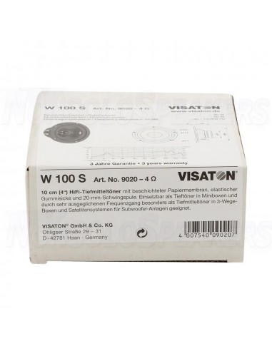 Visaton W 100 S - 8 4" Woofer 8 Ohm