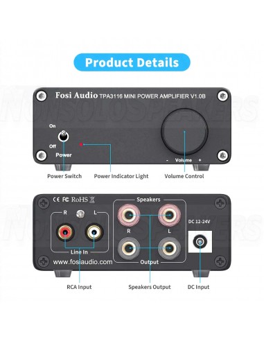 Fosi Audio V1.0 Stereo Amplifier TPA3116D2