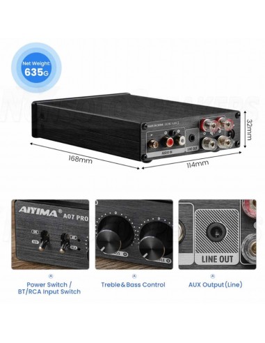 Aiyima A07PRO Bluetooth Class D Amplifier 2x300W 4ohm input RCA