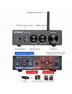 Aiyima A07PRO Bluetooth Class D Amplifier 2x300W 4ohm input RCA 2