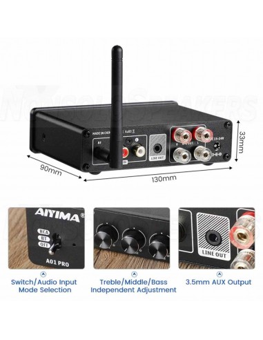 Aiyima A01PRO Class D Amplifier 2x80W 4ohm with Bluetooth 5.1