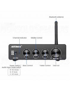 Aiyima A01PRO Class D Amplifier 2x80W 4ohm with Bluetooth 5.1 2