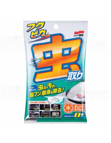 Soft99 Fukupika Bugs & Bird Droppings Removal Wipes (8 pcs)