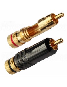 AUDIKOM RC21 - Pair of RCA Connectors - Cable: Ø9.1mm - Delrin Insulation, 24k Gold Plated - Soldering Tightening