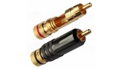 AUDIKOM RC21 - Pair of RCA Connectors - Cable: Ø9.1mm - Delrin Insulation, 24k Gold Plated - Soldering Tightening