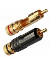 AUDIKOM RC21 - Pair of RCA Connectors - Cable: Ø9.1mm - Delrin Insulation, 24k Gold Plated - Soldering Tightening